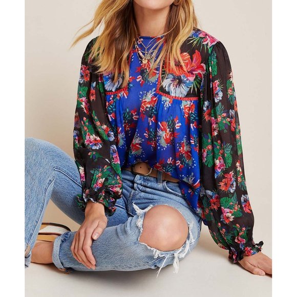 Anthropologie Floral Miranda Puff-Sleeve Peasant - Picture 2 of 8